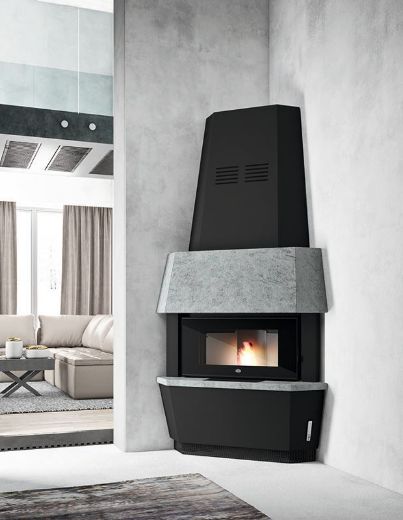 Immagine di CAMINETTO INSERTO A PELLET EVA CALOR GIOTTO 12 KW AD ANGOLO