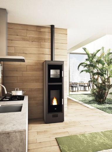 Immagine di Stufa Pellet VENTILATO  Canalizzabile Con Forno 8,5 Kw Eva Calor Biscotto