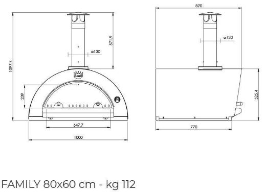 Immagine di FORNO A LEGNA CLEMENTI PULCINELLA 80X60 4 PIZZE RAMATO + SPORTELLO IN VETRO CERAMICO