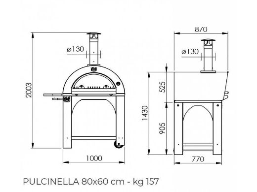 Immagine di FORNO A LEGNA CLEMENTI PULCINELLA 80X60  4 PIZZE CON BASE