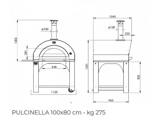 Immagine di FORNO A LEGNA CLEMENTI PULCINELLA 100X80 4/5 PIZZE CON BASE