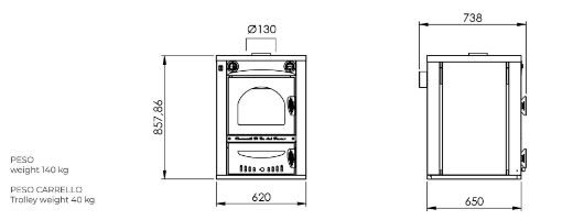 Immagine di FORNO DA INCASSO A LEGNA CLEMENTI A COTTURA INDIRETTA SMILE 45X50