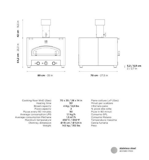 Immagine di Alfa Pro Forno professionale QUBO 70 a gas