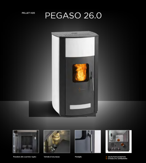 Immagine di TERMOSTUFA A PELLET TERMOVANA PEGASO 26KW 