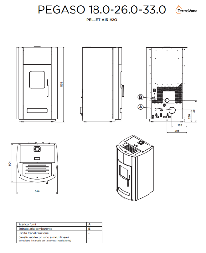 Immagine di TERMOSTUFA A PELLET TERMOVANA PEGASO 33KW