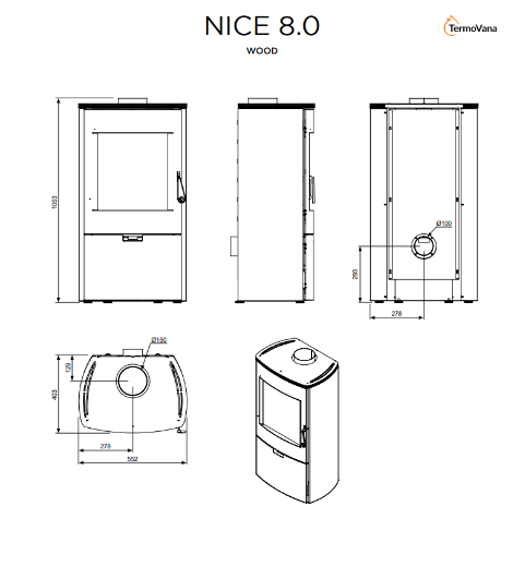 Immagine di STUFA A LEGNA TERMOVANA MODELLO NICE 8KW