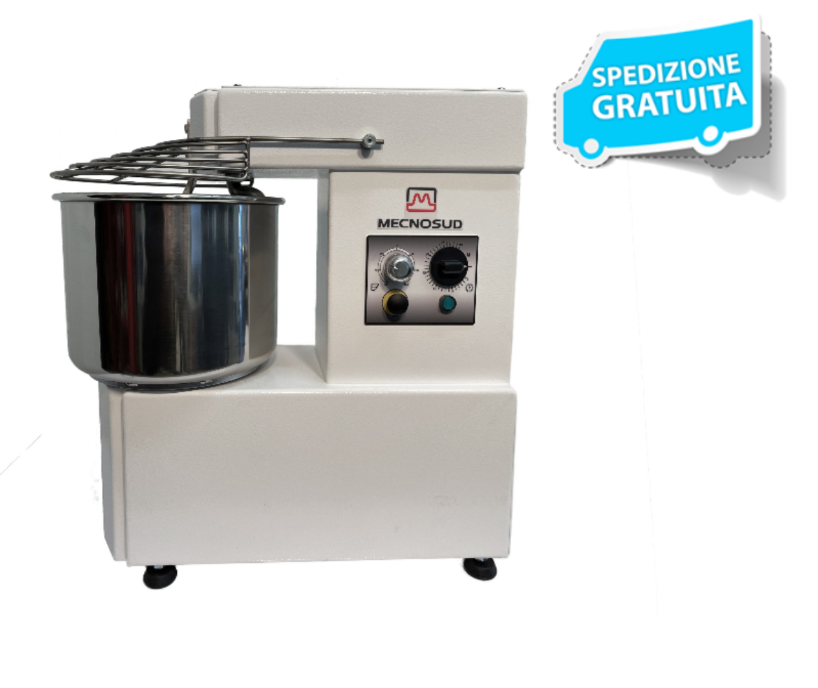 Immagine di IMPASTATRICE A SPIRALE IM8MV 8KG MECNOSUD A PENTOLA FISSA INOX 220V - 8 KG