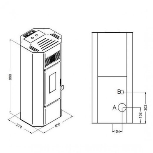 Immagine di Stufa A Pellet Ventilata Punto fuoco Titti Da 6,3 KW 