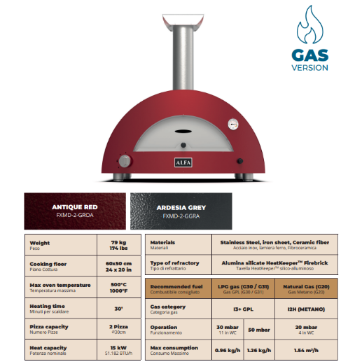 Immagine di FORNO ALFA FORNI MODERNO 2 PIZZE A GAS